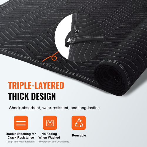 Κουβέρτα VEVOR Sound Dampening, 96&quot; x 80&quot;, Extra Large Studio Ηχομονωμένη κουβέρτα με δακτύλιους, Φωτοσφραγίδα για Πόρτα Κουβέρτα Ακουστικού Θορύβου Μπλοκαρίσματος Στούντιο Φύλλο Ηχοαπορρόφησης, Μαύρο