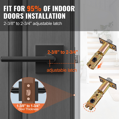 VEVOR Passage Door Handle 1 Pack Μαύρο ματ μοχλός εσωτερικής πόρτας που δεν κλειδώνει