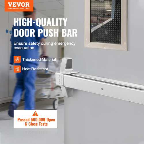 Κλειδαριές πόρτας VEVOR Push Bar, Μπάρες πανικού από ανθρακούχο χάλυβα για πόρτες εξόδου, με εξωτερικό μοχλό και 3 κλειδιά, Push bar πανικό εξόδου Εξοπλισμός πόρτας για μεταλλική ξύλινη πόρτα, για αριστερόχειρες και δεξιόχειρες πόρτες