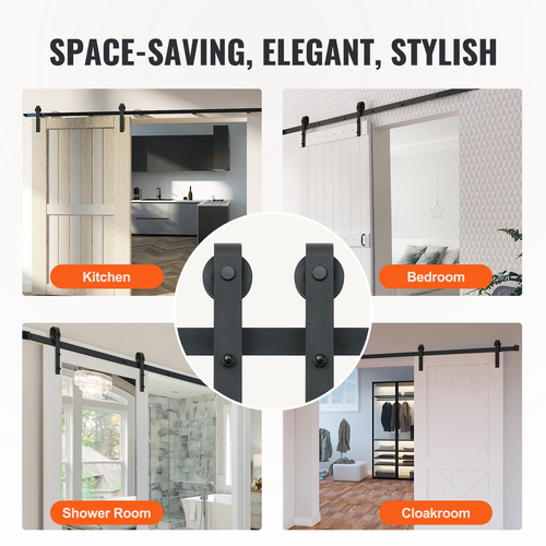 VEVOR 10FT Sliding Barn Door Hardware Kit, 330LBS Loading Heavy Duty Track Barn Door Kit για μονή πόρτα, Εφαρμογή σε πλάτος 4,6-5,2FT και πάχος πόρτας 1,3&quot;-1,8&quot;, με λεία και αθόρυβη τροχαλία (Σχήμα J)