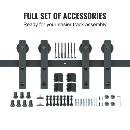 VEVOR 8FT Sliding Barn Door Hardware Kit, 330LBS Heavy Duty Tran Door Barn Kit for Double Doors, Fit 3,7-4,3FT Total Wide και 1,3&quot;-1,8&quot; πάχος 2θυρου πάνελ, με λεία &amp; αθόρυβη τροχαλία (I Shape)