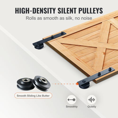 VEVOR 8FT Sliding Barn Door Hardware Kit, 330LBS Heavy Duty Tran Door Barn Kit for Double Doors, Fit 3,7-4,3FT Total Wide και 1,3&quot;-1,8&quot; πάχος 2θυρου πάνελ, με λεία &amp; αθόρυβη τροχαλία (I Shape)