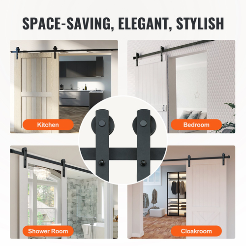 VEVOR 8FT Sliding Barn Door Hardware Kit, 330LBS Loading Heavy Duty Track Track Kit for Single Door, Fit 3,7-4,3FT πλάτος και 1,3&quot;-1,8&quot; πάχος πόρτας, με λεία &amp; αθόρυβη τροχαλία (I Shape)