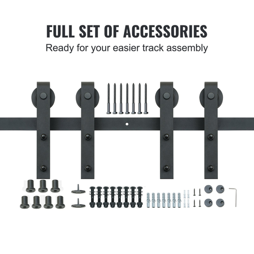 VEVOR 8FT Sliding Barn Door Hardware Kit, 330LBS Heavy Duty Tran Door Kit for Double Doors, Fit 3,7-4,3FT Total Wide και 1,3&quot;-1,8&quot; πάχος 2θυρου πάνελ, με λεία &amp; αθόρυβη τροχαλία (Σχήμα J)