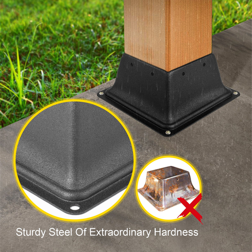 VEVOR Deck Post Base 10 ΤΕΜ Φούστα βάσης βάσης 4 x 4 ιντσών φλάντζα στήριξης στερέωσης 2,5 LBS Deck post skirt Μαύρη βάση με επίστρωση πούδρας με χοντρό ατσάλι για υποστηρίγματα στο κατάστρωμα Θήρες κιγκλιδώματος βεράντας