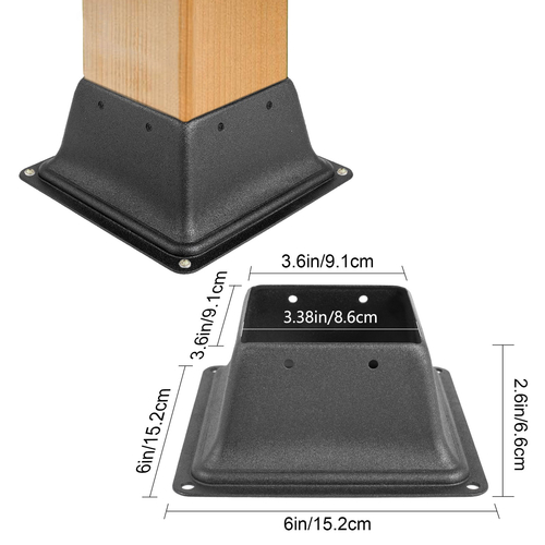 VEVOR Deck Post Base 10 ΤΕΜ Φούστα βάσης βάσης 4 x 4 ιντσών φλάντζα στήριξης στερέωσης 2,5 LBS Deck post skirt Μαύρη βάση με επίστρωση πούδρας με χοντρό ατσάλι για υποστηρίγματα στο κατάστρωμα Θήρες κιγκλιδώματος βεράντας