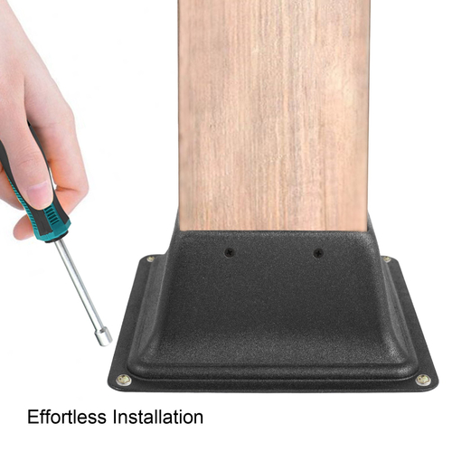 VEVOR Deck Post Base 10 ΤΕΜ Φούστα βάσης βάσης 4 x 4 ιντσών φλάντζα στήριξης στερέωσης 2,5 LBS Deck post skirt Μαύρη βάση με επίστρωση πούδρας με χοντρό ατσάλι για υποστηρίγματα στο κατάστρωμα Θήρες κιγκλιδώματος βεράντας