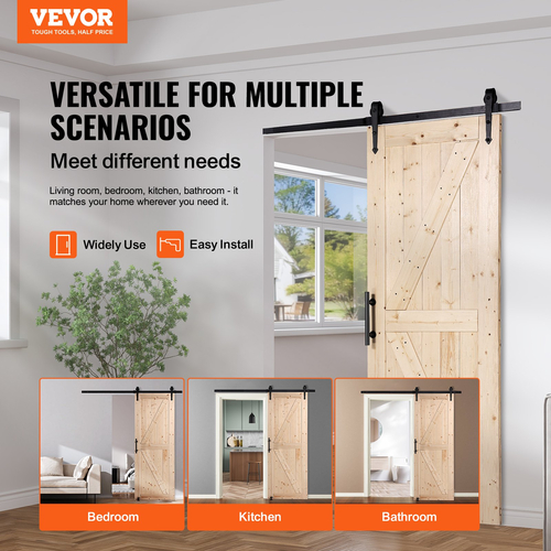 VEVOR Σετ σιταποθήκης και εξοπλισμού 30&quot; x 84&quot; Ξύλινη συρόμενη πόρτα αχυρώνα Ομαλά