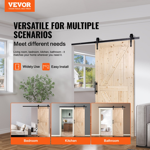 VEVOR Σετ σιταποθήκης και εξοπλισμού 36&quot; x 84&quot; Ξύλινη συρόμενη πόρτα αχυρώνα Ομαλά