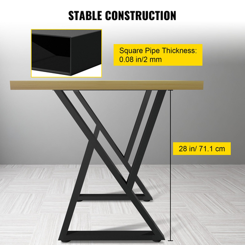VEVOR Z Shape Μεταλλικά Πόδια Τραπεζαρίας Πόδια Τραπεζαρίας 28&quot;x18&quot; Σετ Επιτραπέζια Πόδια 2 τεμ.