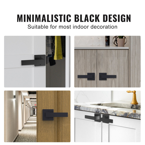 VEVOR Dummy Door Lever, 2 ΤΕΜ. Μη περιστρεφόμενη μονόπλευρη λαβή ώθησης/τραβήγματος, μοντέρνο σετ μοχλών τετράγωνης πόρτας, αναστρέψιμο για πόρτες δεξιάς και αριστερής όψης, για ντουλάπι, ντουλάπα και γαλλικές πόρτες, ματ μαύρο