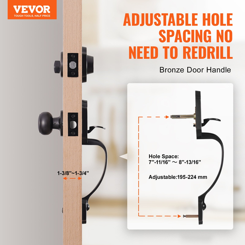 Σετ χειρολαβής μπροστινής πόρτας και Deadbolt VEVOR, Σετ αντικέ χάλκινη κλειδαριά μπροστινής πόρτας με εσωτερικό πόμολο, ρυθμιζόμενη απόσταση οπών μονοκύλινδρο χειρολαβή, για δεξιά και αριστερόχειρη είσοδο και μπροστινή πόρτα