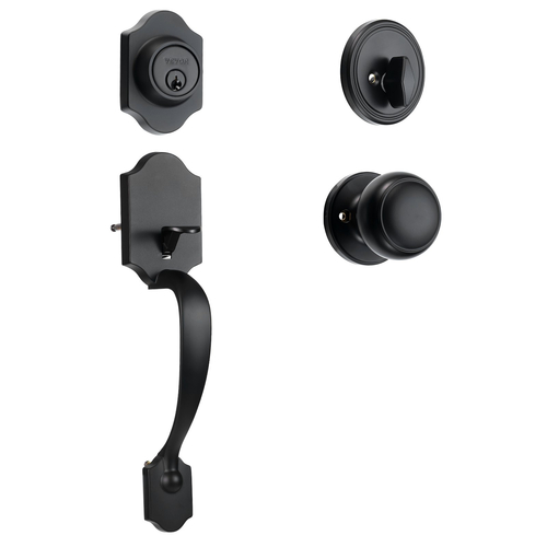 Σετ χειρολαβής μπροστινής πόρτας και Deadbolt VEVOR, Σετ κλειδαριάς μπροστινής πόρτας ματ μαύρο με εσωτερικό πόμολο, ρυθμιζόμενη απόσταση οπών μονοκύλινδρο χειρολαβή, για δεξιά και αριστερά είσοδο και μπροστινή πόρτα
