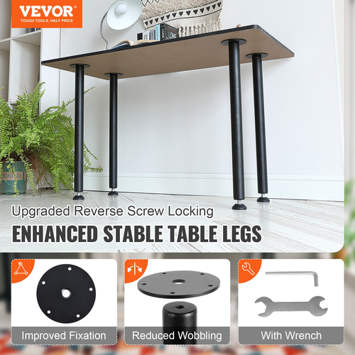 VEVOR 711.2MM Ρυθμιζόμενα πόδια γραφείου, Πόδια έπιπλα τραπεζιού γραφείου από ενισχυμένο ατσάλι Σετ 4 τεμαχίων για DIY, 544,3 KG Επιτραπέζια πόδια βαρέως τύπου χωρητικότητας 544,3 KG, πόδια γρήγορης εγκατάστασης με ρυθμιζόμενο φλιτζάνι ποδιού μαύρο