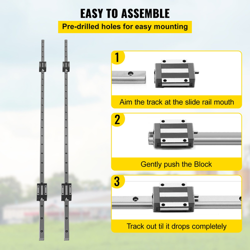 VEVOR 20-1500mm 2 X Linear Guideway Rail 4 X Blocks Square Type Machinery Mechanical Low noise Guideway Σετ CNC