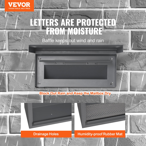 VEVOR Through The Wall Drop Box 12,5x6,3x16,9&quot; Γραμματοκιβώτιο με Κωδικό Κλείδωμα Σκούρο Γκρι