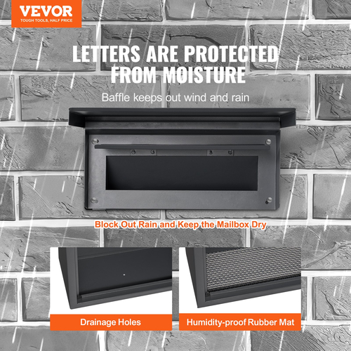 VEVOR Through The Wall Drop Box 12,5x6,3x16,9&quot; Γραμματοκιβώτιο με Κλείδωμα Κωδικού Μαύρο