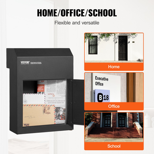 VEVOR Through The Door Key Drop Box 12x6x16&quot; γραμματοκιβώτιο με κλειδαριά 1,8&quot;12&quot; Μαύρο