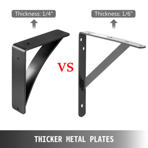 Βάση στήριξης ραφιών VEVOR Heavy Duty 2 Pack, Floating Shelf Bracket 8x9x2,5&quot;, 450lbs Load Garage Workshop Home Steel ράφι στηρίγματα Χειροποίητη συγκολλημένη βάση στήριξης ραφιού Τριγωνικό Τοίχο Ματ Μαύρο DIY Rustic