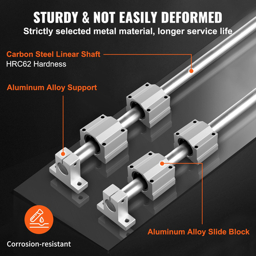 VEVOR Linear Guide Rail Set, SFC20 1000mm, 2 PCS 39,4 in/1000 mm SFC20 Guide Rails 4 PCS SC20 Slide Blocks 4 PCS Rail Supports, Linear Rails and Bearings Kit for Automated Machines CNC DIY Project
