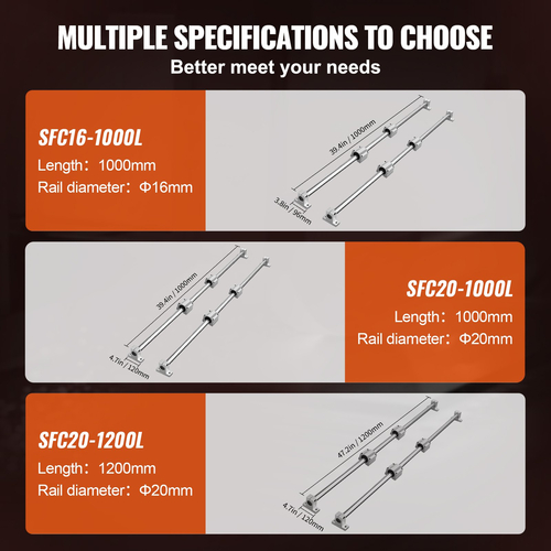 VEVOR Linear Guide Rail Set, SFC20 1000mm, 2 PCS 39,4 in/1000 mm SFC20 Guide Rails 4 PCS SC20 Slide Blocks 4 PCS Rail Supports, Linear Rails and Bearings Kit for Automated Machines CNC DIY Project