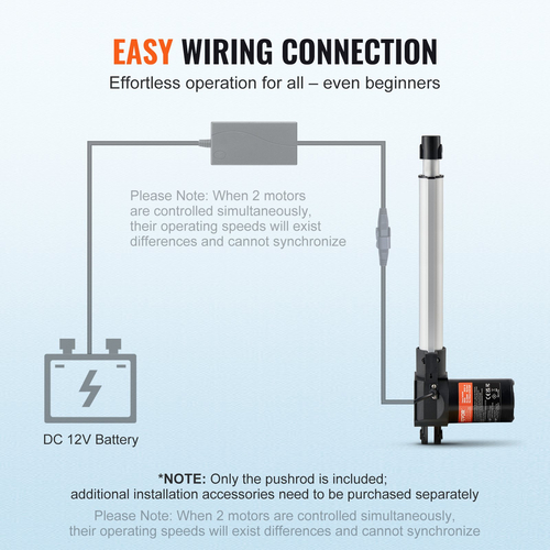 VEVOR Linear Actuator 12V 10In Heavy Duty 1320lbs/6000N 0.19&quot;/s IP44 Protection