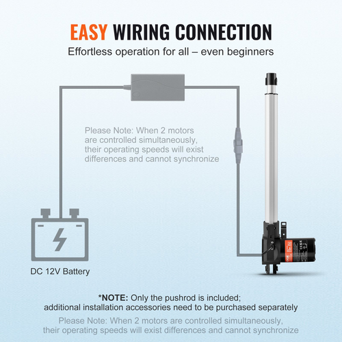 VEVOR Linear Actuator 12V 14In Heavy Duty 1320lbs/6000N 0.19&quot;/s IP44 Protection