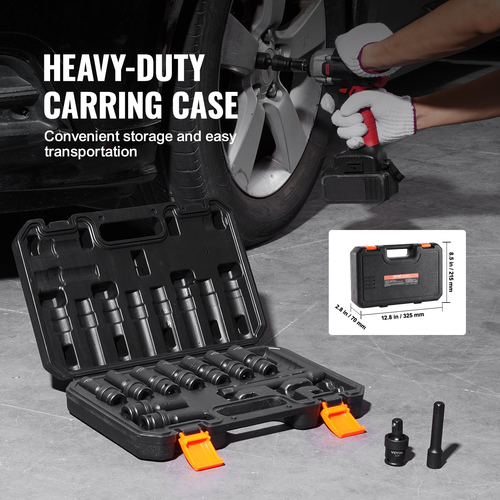 VEVOR 360 Degree Swivel Impact Sockets Set 14pcs 6 Point 3/8in Drive Socket Set