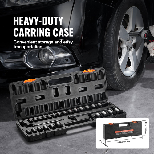 VEVOR Impact Sockets Σετ 29 τμχ Θήκη κιτ εργαλείων Ratchet Bit Drive 6 σημείων 3/8 ιντσών