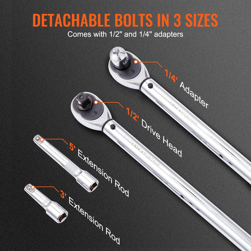 VEVOR Ροπόκλειδο, 1/2 ιντσών Drive Click Torque Wrench 20-250ft.lb/34-340n.m, Σετ δυναμόκλειδο ρυθμιζόμενου διπλής κατεύθυνσης, κιτ ροπόκλειδου μηχανικής ζυγαριάς διπλού εύρους με ράβδο επέκτασης προσαρμογέων
