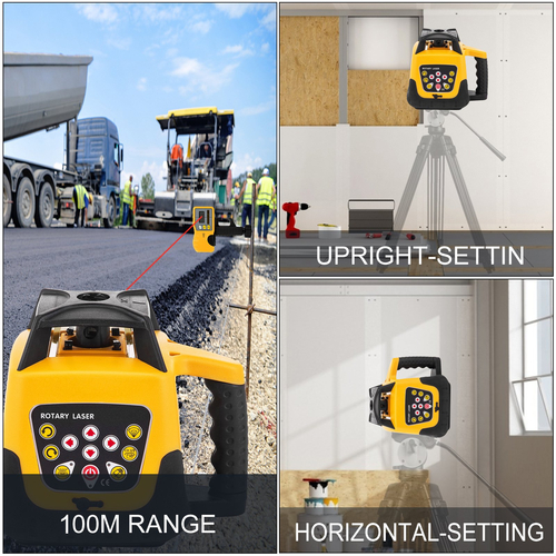 VEVOR Rotary Laser Level Kit Red Beam Digital Self-leveling Rotary Laser Kit 500M Range with Remote Control &amp; Receiver