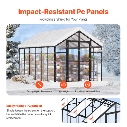 VEVOR Polycarbonate Θερμοκήπιο 8 x 12 Ft Υπαίθρια βόλτα σε θερμοκήπιο για κήπο