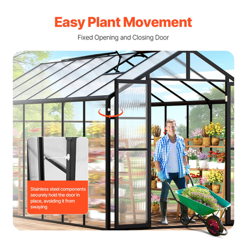 VEVOR Polycarbonate Θερμοκήπιο 8 x 14 Ft Υπαίθριο περίπατο Θερμοκήπιο για Κήπο