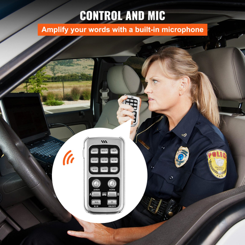 VEVOR Police Siren PA System with Compact Speaker, 12V 200W 18 Tone, Horn Ασύρματο μικρόφωνο χειρός προειδοποιητική σειρήνα έκτακτης ανάγκης για οχήματα Truck UTV ATV Car