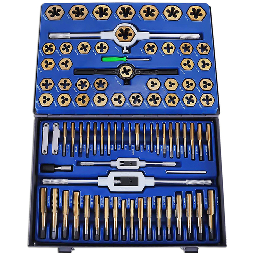 VEVOR 86 PICS Set Tap and Die, Machinist Standard Tapered &amp; Plug Hand Tapping, κοπή, νήμα, διαμόρφωση και κυνήγι κλωστής κιτ με SAE &amp; μετρικές μετρήσεις για χρήση σε γκαράζ, εργαστήριο και μηχανική
