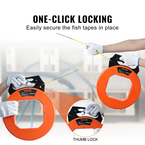 VEVOR Fish Tape, 100 ft, 3/16 ιντσών, Εξολκέας σύρματος από υαλοβάμβακα με βελτιστοποιημένο περίβλημα και λαβή, Εύκολο στη χρήση εργαλείο εξολκέα καλωδίων, εύκαμπτα εργαλεία ψαρέματος με σύρμα για τοίχο και ηλεκτρικό αγωγό, μη αγώγιμο