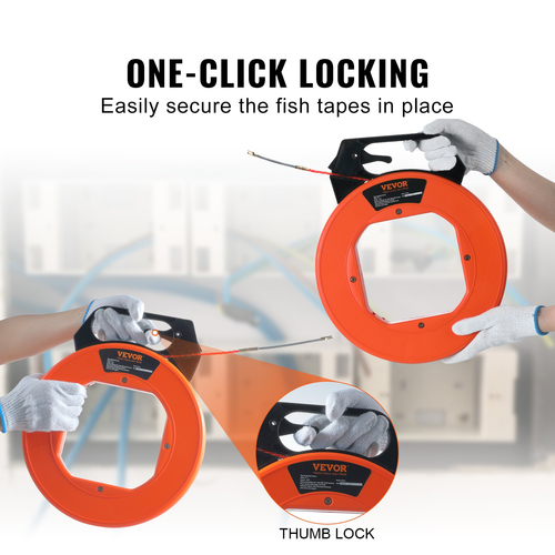 VEVOR Fish Tape, 125 ποδιών, 3/16 ιντσών, εξολκέα καλωδίων PET με βελτιστοποιημένο περίβλημα και λαβή, εύχρηστο εργαλείο εξολκέα καλωδίων, εύκαμπτα εργαλεία ψαρέματος καλωδίων για τοίχους και ηλεκτρικό αγωγό, μη αγώγιμο
