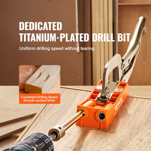 VEVOR Pocket Hole Jig, 56 Pcs Mini Jig Pocket Hole System με 9&quot; C-clamp, Step Drill, γαλλικό κλειδί, Drill Stop Ring, Square Drive Bit και βίδες, για ξυλουργικά έργα DIY