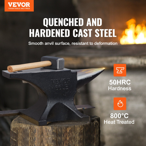 Αμόνι VEVOR Single Horn, 66Lbs χυτό αμόνι, Σιδηρουργός στρογγυλού κέρατου υψηλής σκληρότητας, μεγάλος πάγκος και σταθερή βάση, με στρογγυλή και τετράγωνη τρύπα, εργαλείο Metalsmith για κάμψη και διαμόρφωση
