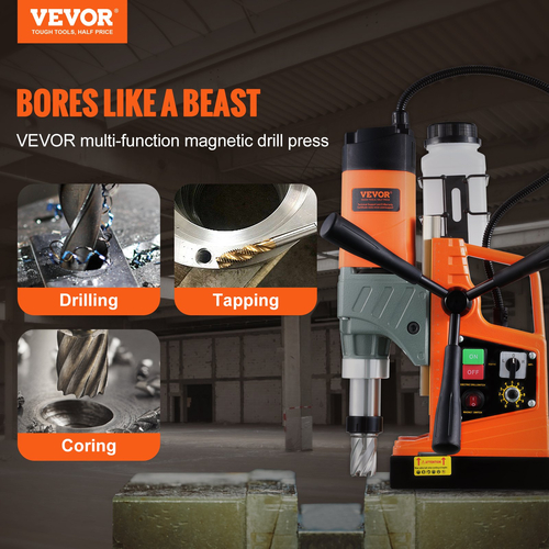VEVOR Magnetic Drill 1450W 12800N Portable Mag Drill Press 800RPM