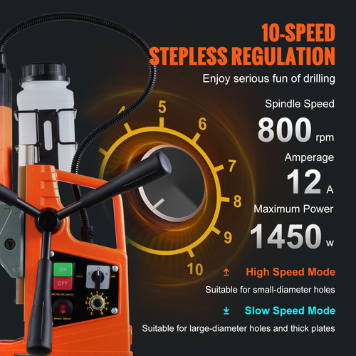 VEVOR Magnetic Drill 1450W 12800N Portable Mag Drill Press 800RPM