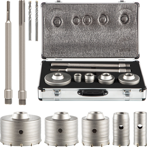 VEVOR Concrete Hole Saw Kit, 1-2/11\&quot;, 1-3/5\&quot;, 2-9/16\&quot;, 3-5/32\&quot;, 3-15/16\&quot; Σετ τρυπανιών SDS Plus &amp; SDS MAX Κόπτης Τοίχων Τρυπών Στέλεχος με Μπέκα 4-1/3\&quot; για σκυρόδεμα, τσιμέντο, πέτρινο τοίχο, Ma