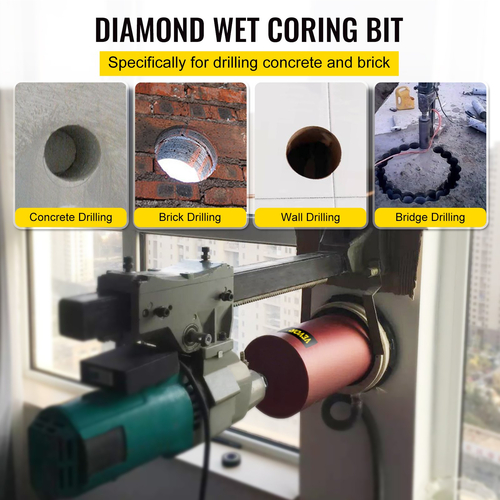 VEVOR Diamond Core Drill, 8&quot;/203mm Diameter Drill Drill, 14&quot;/355mm Concrete Core Drill Drill, 5/8&quot;-11 Thread Core Bit, Dry/Wet Drill Drill with a Lade, Diamond Wet Coring Bit for Concrete Brit