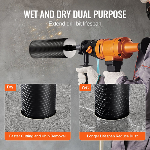 Τρυπάνι VEVOR Core, 4,25&quot; Wet/Dry Diamond Core Drill Drill for Brick and Block, Τρυπάνι πυρήνα σκυροδέματος με προσαρμογέα μύτης πιλότου και λεπίδα πριονιού, βάθος διάτρησης 9,5&quot;, 5/8&quot;-11 εσωτερικό σπείρωμα, συγκόλληση με λέιζερ