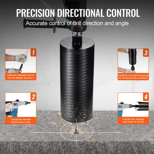 Τρυπάνι VEVOR Core, 4,25&quot; Wet/Dry Diamond Core Drill Drill for Brick and Block, Τρυπάνι πυρήνα σκυροδέματος με προσαρμογέα μύτης πιλότου και λεπίδα πριονιού, βάθος διάτρησης 9,5&quot;, 5/8&quot;-11 εσωτερικό σπείρωμα, συγκόλληση με λέιζερ