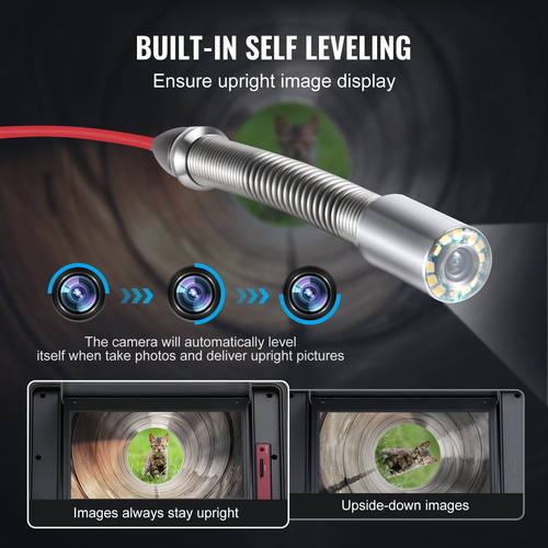 VEVOR Sewer Camera 328 ft/100m Αυτοεπιπεδούμενη κάμερα αποχέτευσης με οθόνη αφής 10,1