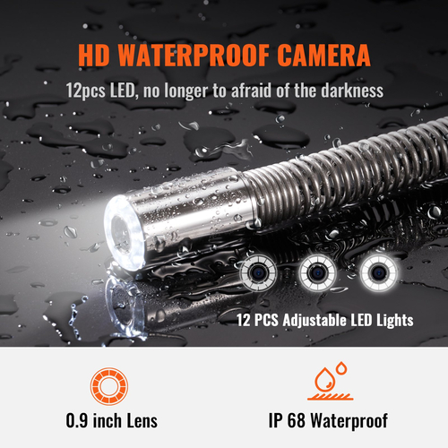 Κάμερα επιθεώρησης σωλήνων VEVOR Sewer Camera 9 ιντσών 720p Screen Pipe Camera 230 ft