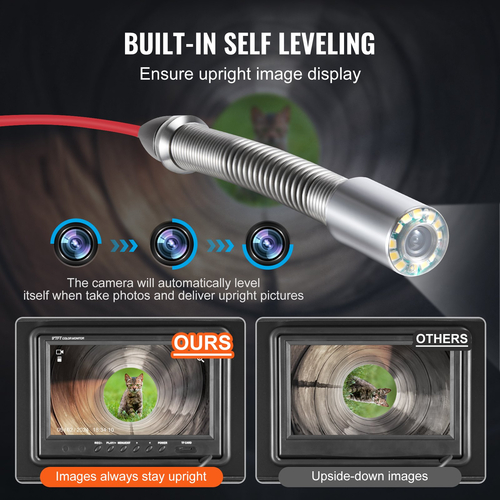 VEVOR Sewer Camera 98 ft/30m Αυτοεπιπεδούμενη κάμερα αποχέτευσης με πομπό 512 Hz