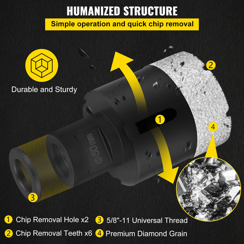 VEVOR Diamond Drill Bits 6PCS Diamond Hole Saw 20/35/40/50/55/68mm Tile Hole Saw Kit Vecuum Brazed Diamond Drill Drill Bit 0,59in/15mm Segment Tile Hole Saw w Θήκη αποθήκευσης για κεραμική μαρμελάδα από κεραμίδια