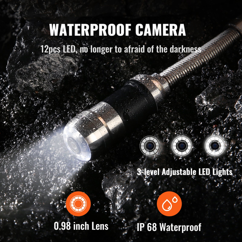 VEVOR Sewer Camera Pipe Inspection Camera 165ft Drain Camera με οθόνη 7 ιντσών